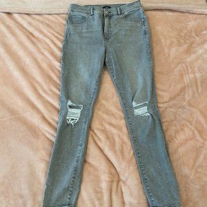 Express High Rise Grey Distressed Skinny Jeans
